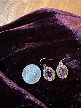 Faceted amethyst and sterling silver pierced earrings